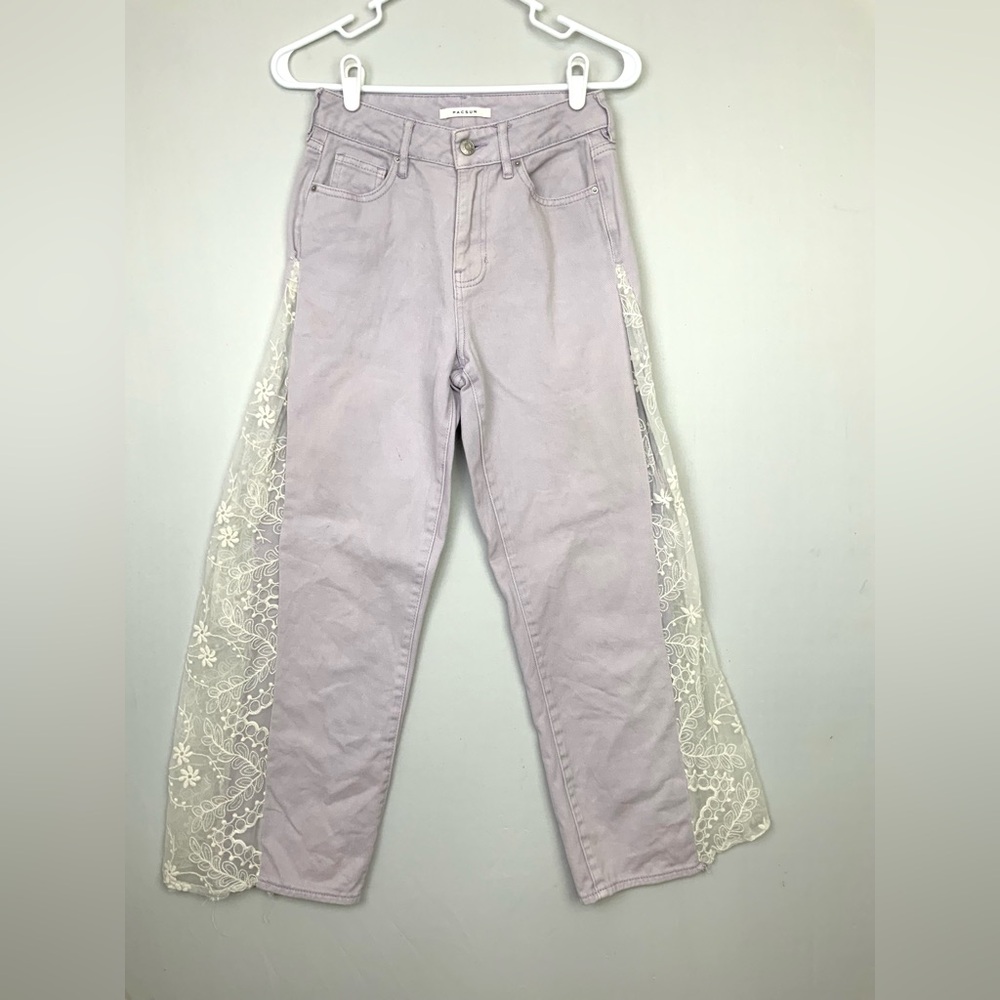 Light Lavender Lace-Panel Women’s Jeans